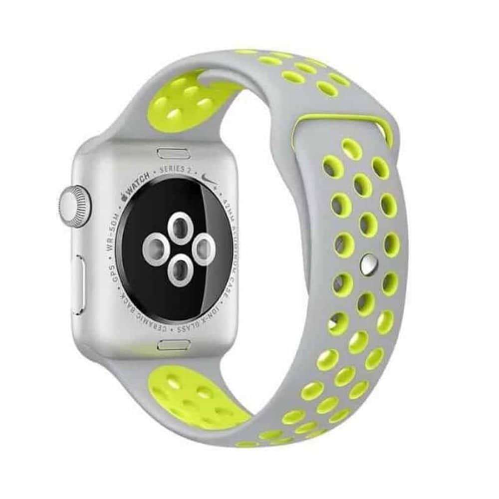 Silicone Strap for 38/40/41mm Apple Watch- Red + Grey- M/L