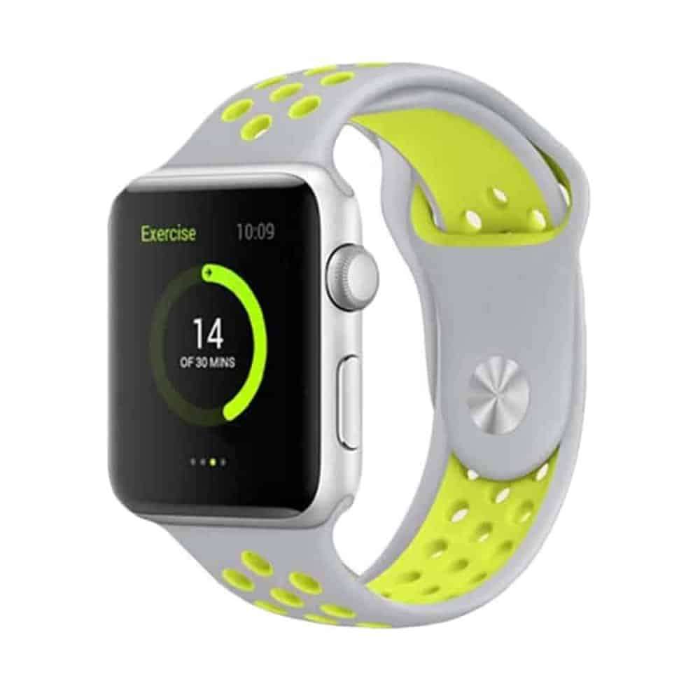 Silicone Strap for 38/40/41mm Apple Watch- Red + Grey- M/L