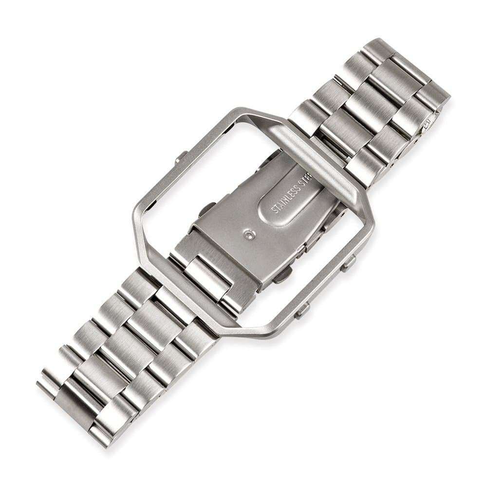 Stainless Steel Strap w/Metal Frame for Fitbit Blaze - Silver + Link removal tool