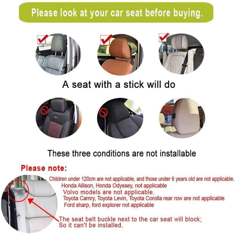 Car Memory Foam PU Leather Side Neck Support Cushion Headrest x2 Combo