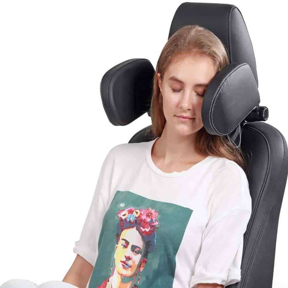 Car Memory Foam PU Leather Side Neck Support Cushion Headrest x2 Combo