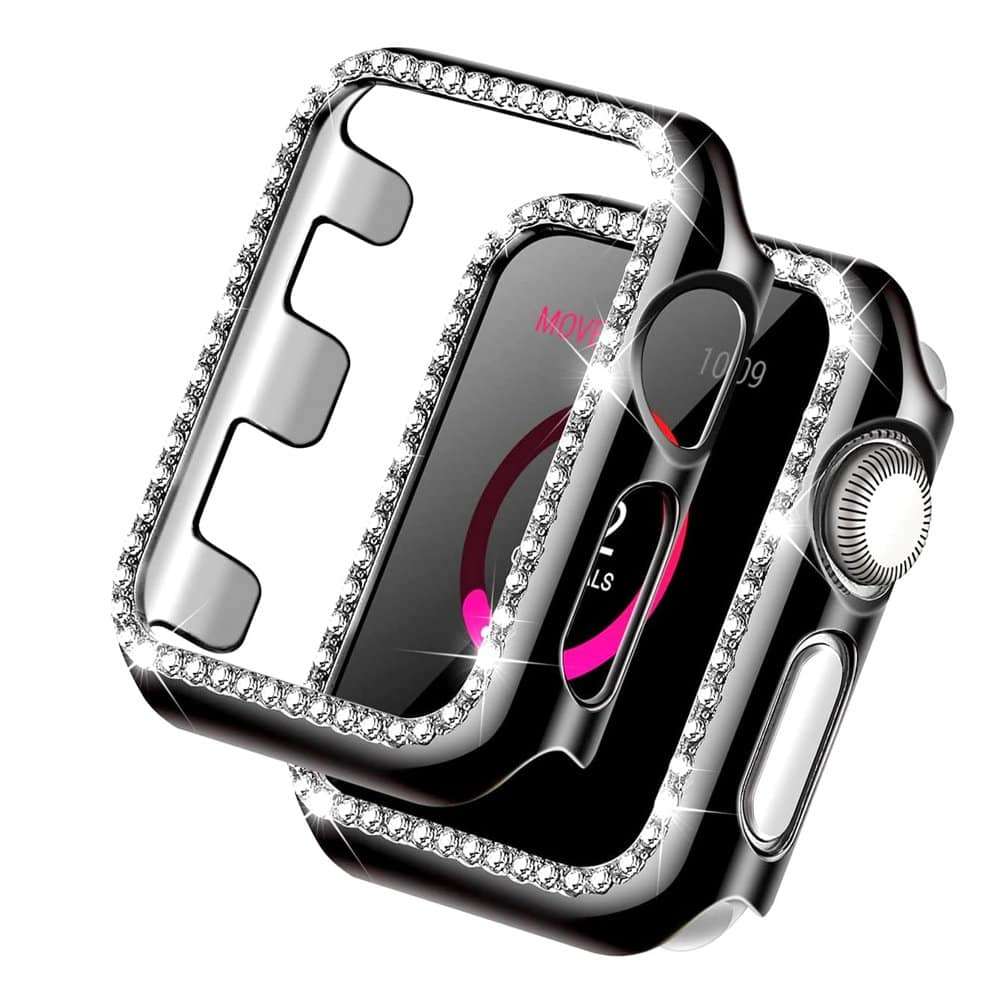 Killer Deals 44mm Apple Watch Rhinestone PC Shiny Protective Frame - Black