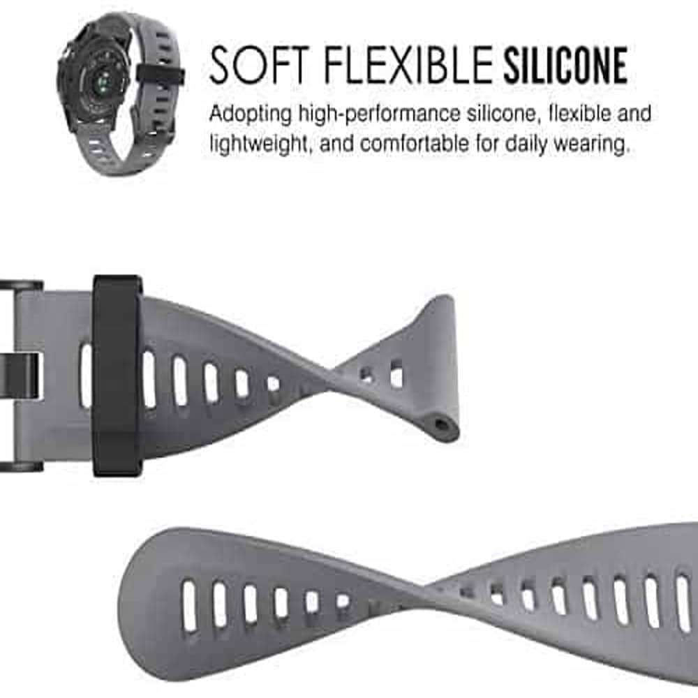 26mm Garmin Fenix 3/5X/6X Silicone Strap - Grey