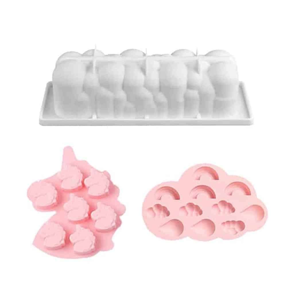 Killer Deals 3D Rectangular Cloud & Rainbow/Unicorn Silicone Baking Mould- Combo