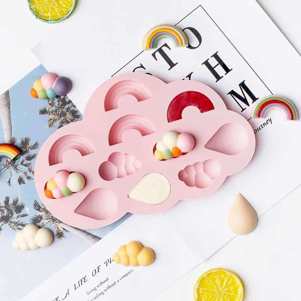 Killer Deals Rainbow Cloud Unicorn Droplet Silicone Baking Mould Set