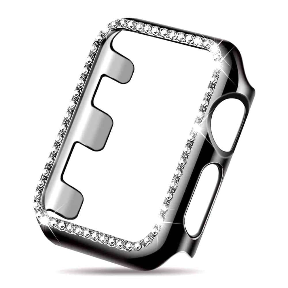 42mm Apple Watch Rhinestone PC Shiny Protective Frame - Black