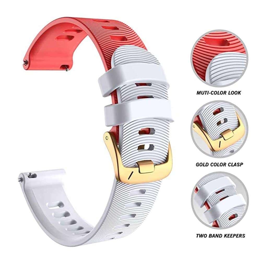 Killer Deals 20mm Silicone Strap for Garmin Forerunner 245- Red & White