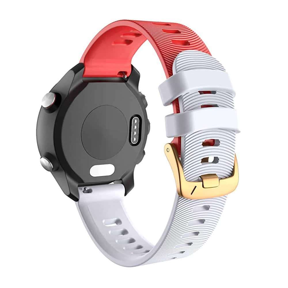Killer Deals 20mm Silicone Strap for Garmin Forerunner 245- Red & White