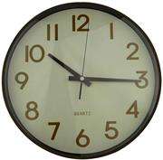 Casey Wall Clock Woodgrain outer rim with Beige details