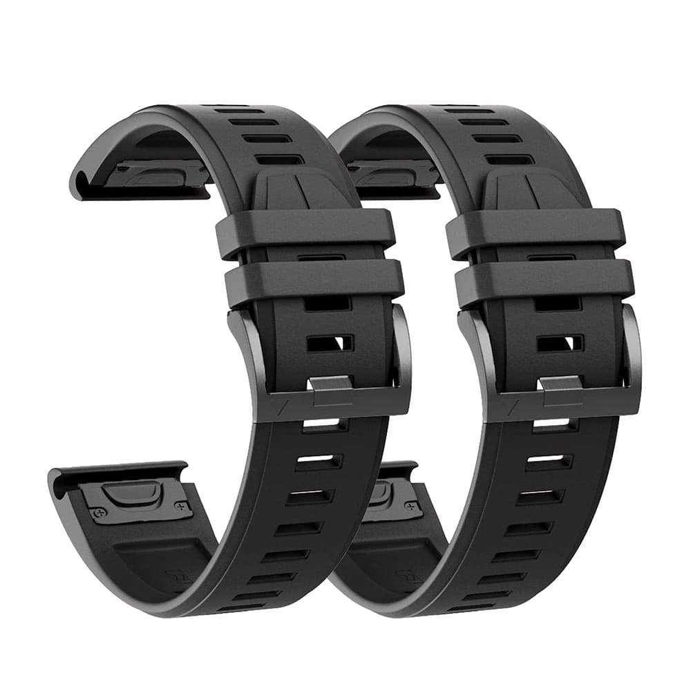 Killer Deals 26mm Silicone Strap for Garmin Fenix 5X/ 6X/ 7X- Black- x2 Combo