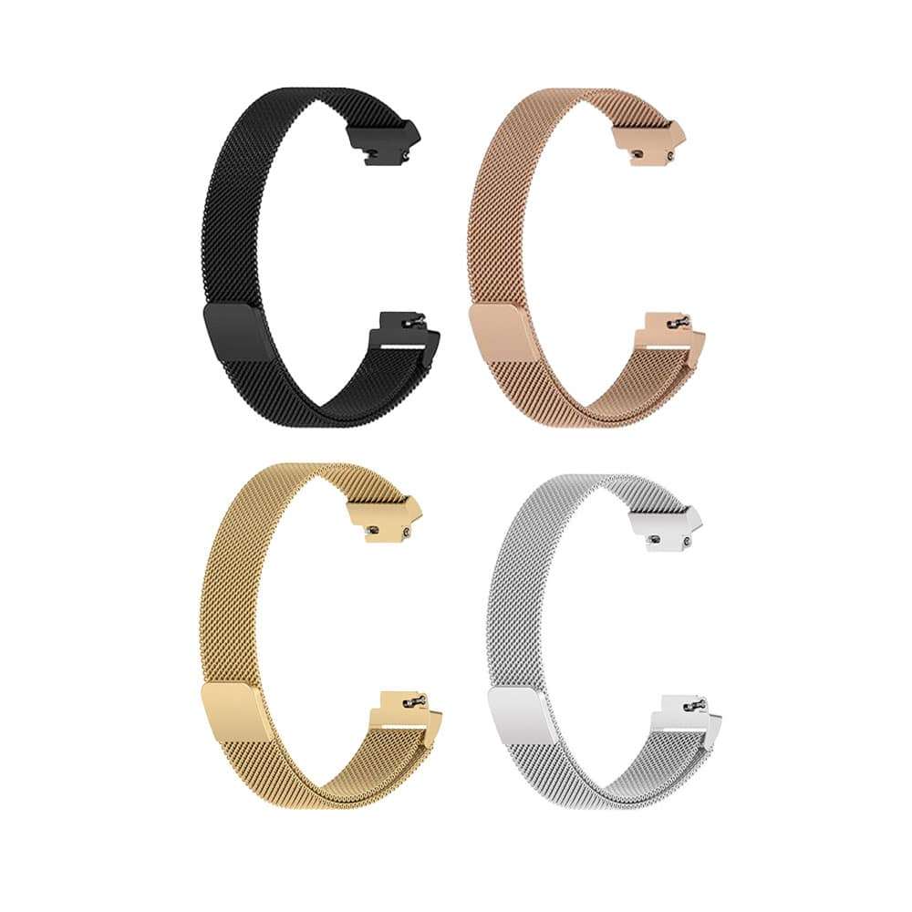 Milanese Stainless Steel Strap for Fitbit Inspire 2 (M/L)- Black/Silver Combo