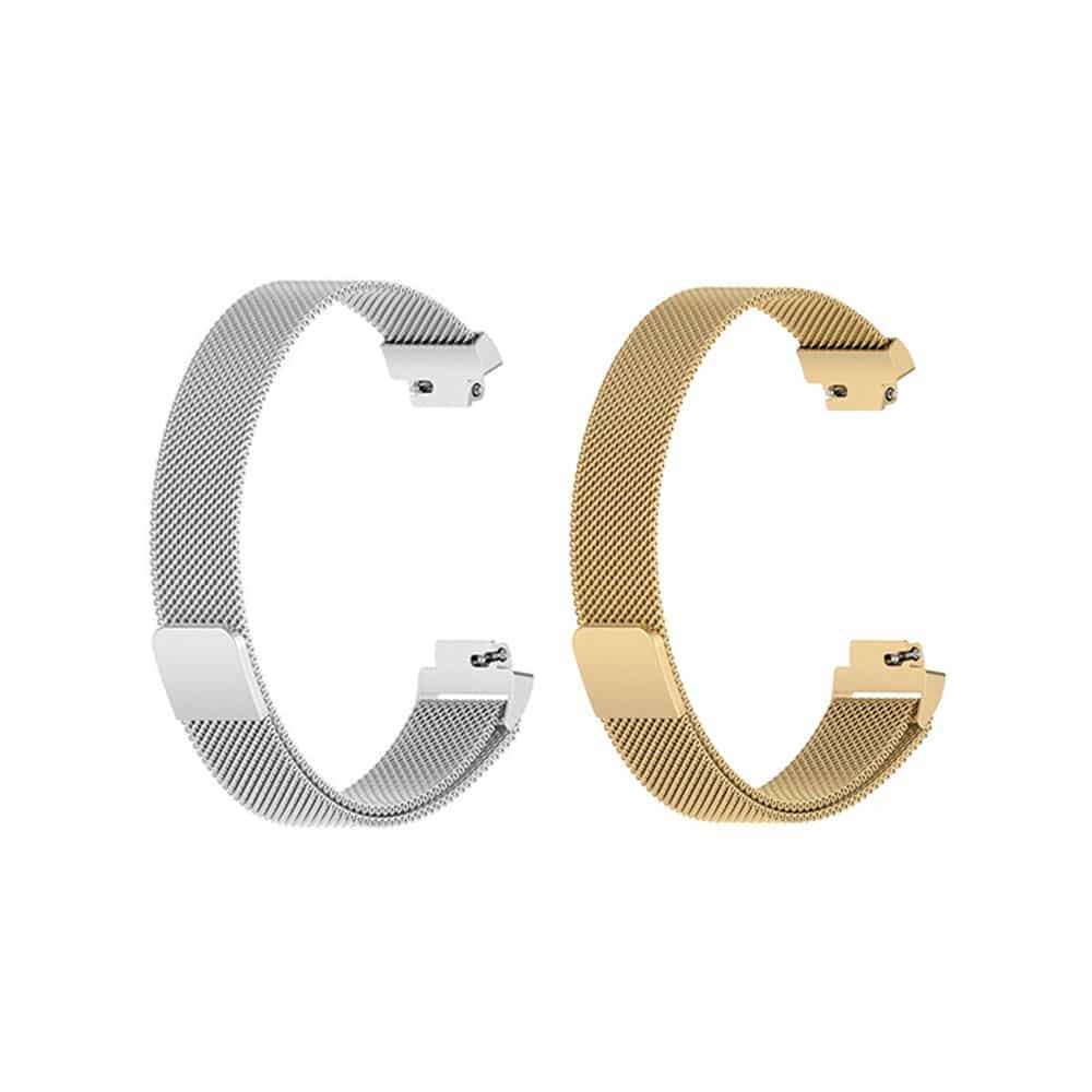 Milanese Stainless Steel Strap for Fitbit Inspire 2 (M/L)- Black/Silver Combo