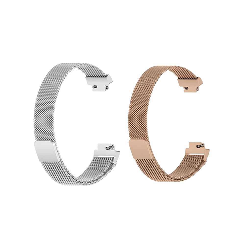 Milanese Stainless Steel Strap for Fitbit Inspire 2 (M/L)- Black/Silver Combo