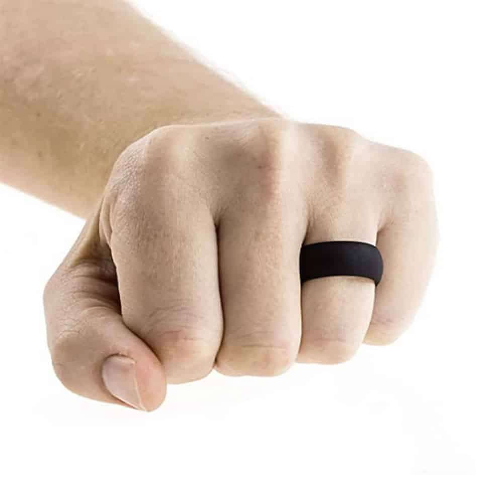 Killer Deals Men's Wedding Exercise Silicone Ring- 8mm- Black- Q