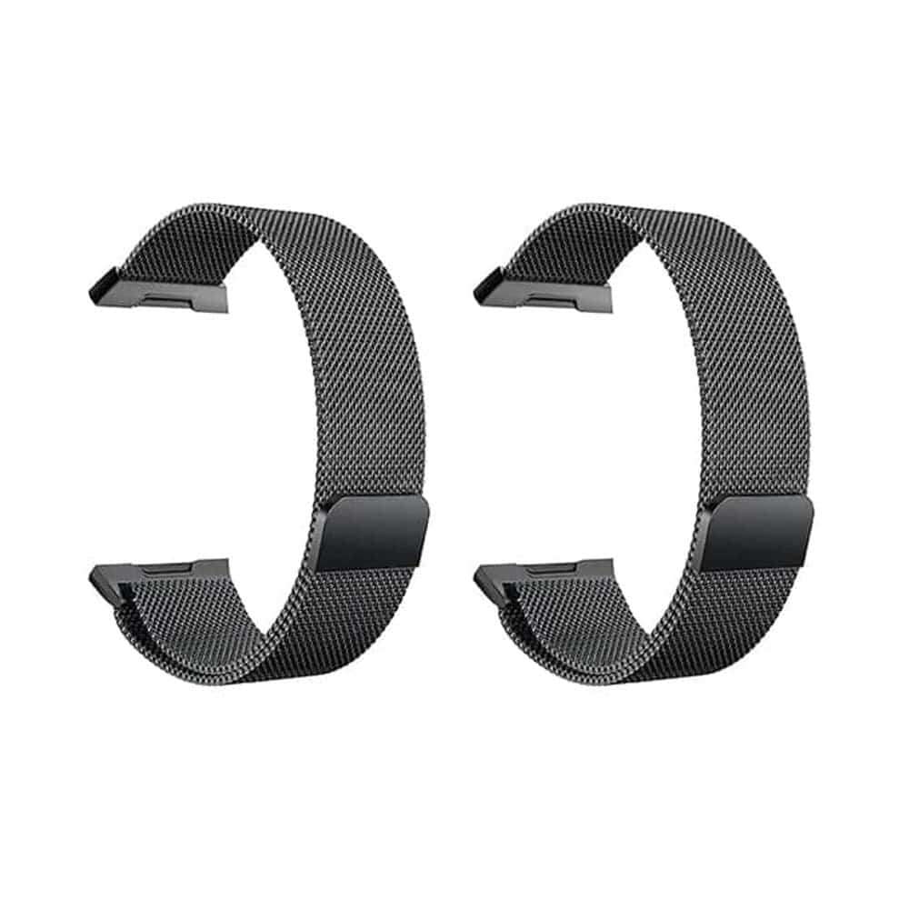 Fitbit Ionic replacement stainless-steel Milanese strap - Black x2 Combo