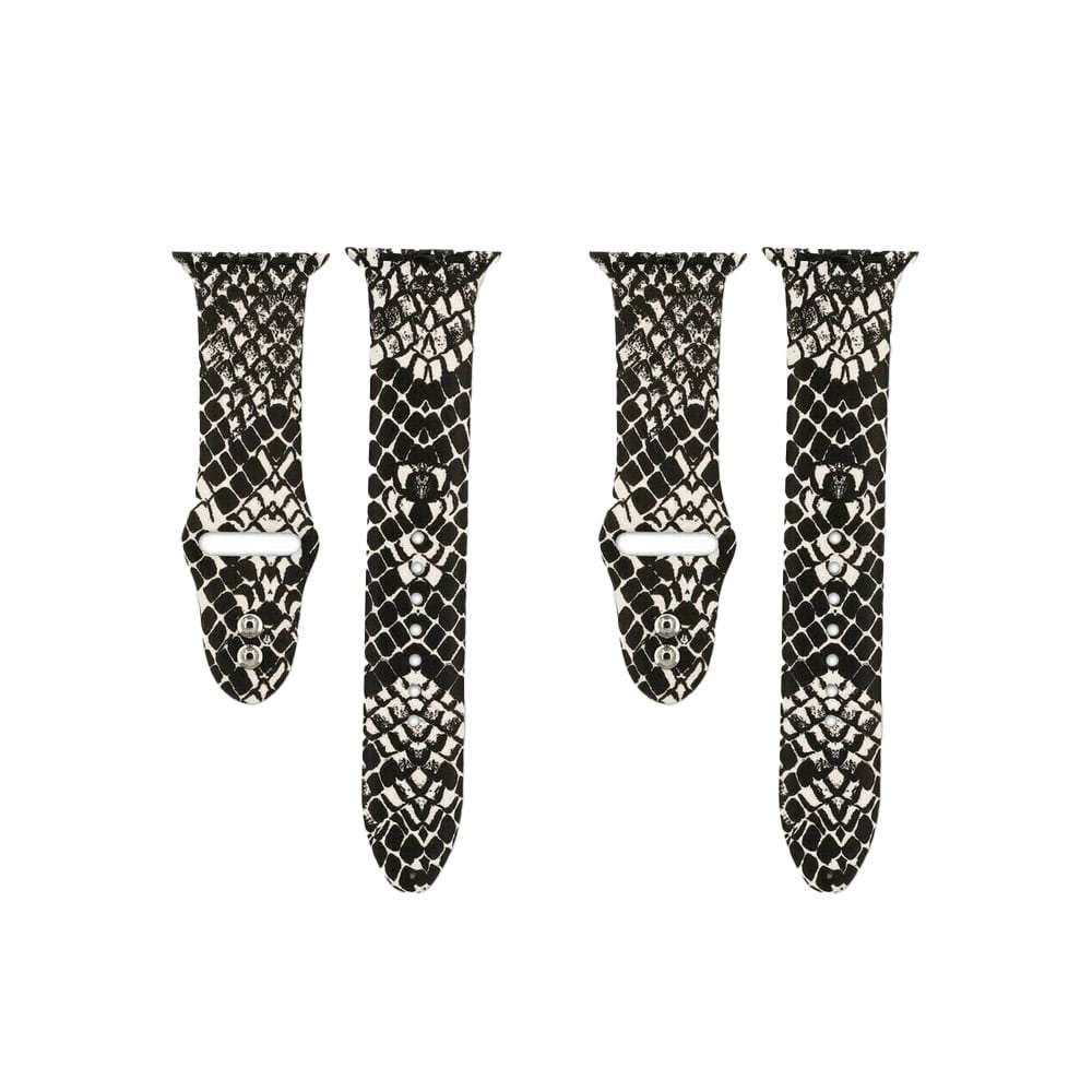 Silicone Strap for 38/40/41mm Apple Watch- Snake Skin & Leopard- S/M & M/L 2 Pack