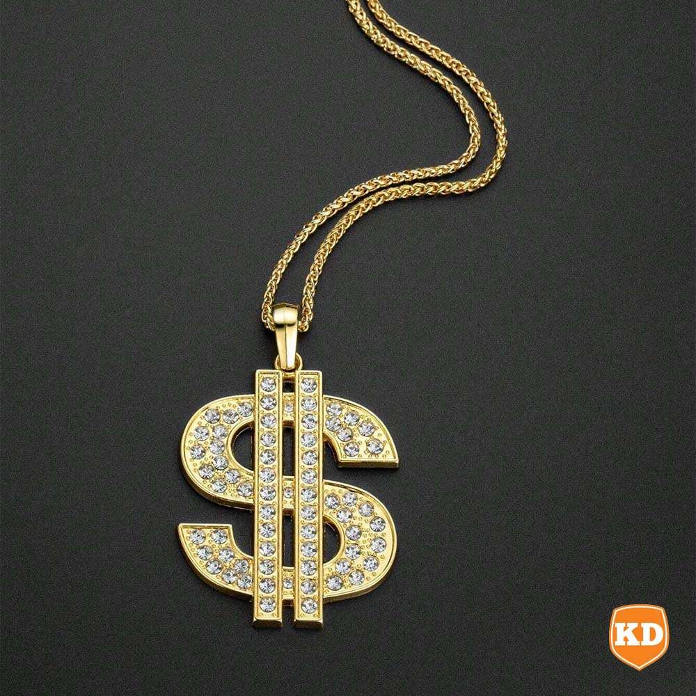 Killer Deals 18K Gold Plated Retro Hip-Hop Dollar Chain Necklace Pendant