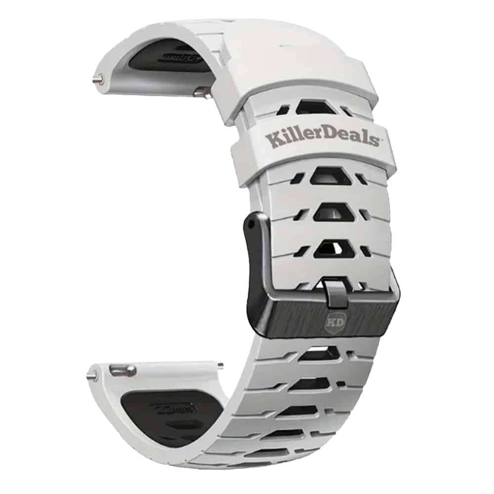20mm Universal Watch Silicone Strap for Garmin Samsung Huawei- White & Black