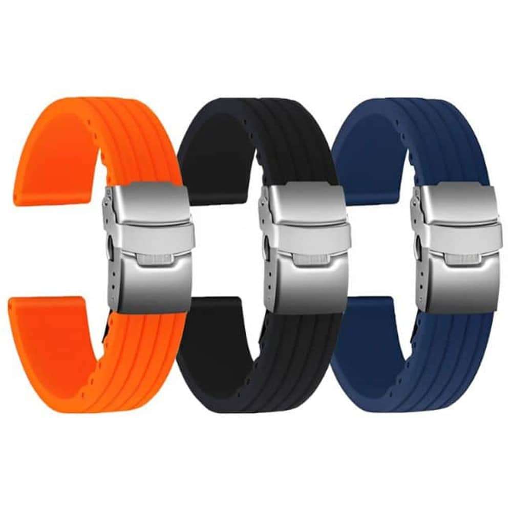 20MM Waterproof Silicone Rubber Watch Strap - Black