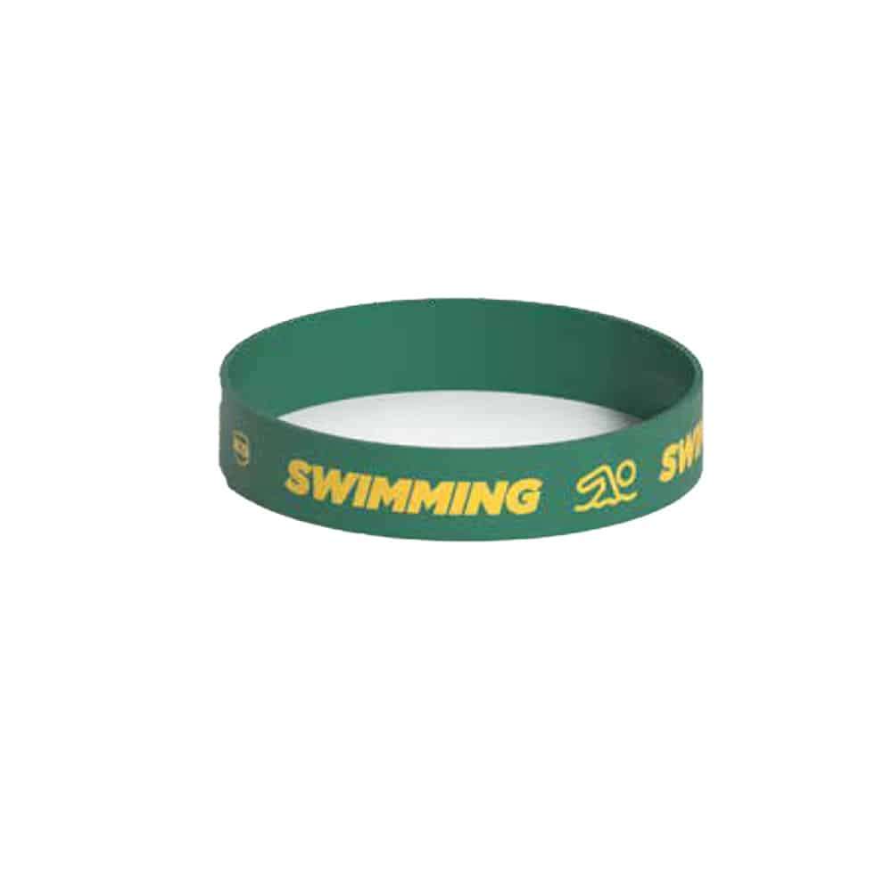 Debossed "Swimming" Silicone Wristband Bracelet- 6 Pack