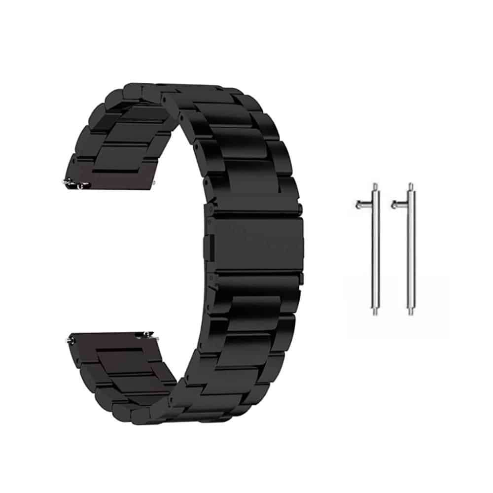 24mm watch 3 links stainless-steel strap - Black