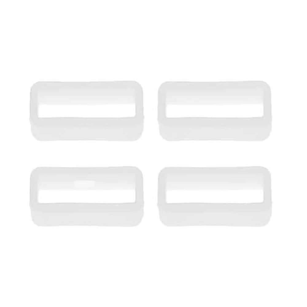 18mm universal watch silicone strap loop keepers - (x4) White