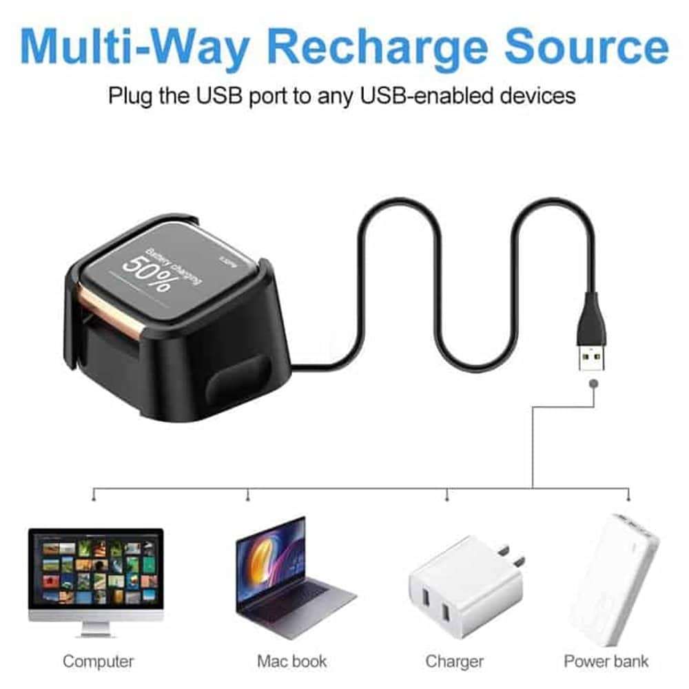 Killer Deals USB 1m Extended Cable Fast Charger Dock for Fitbit Versa 2