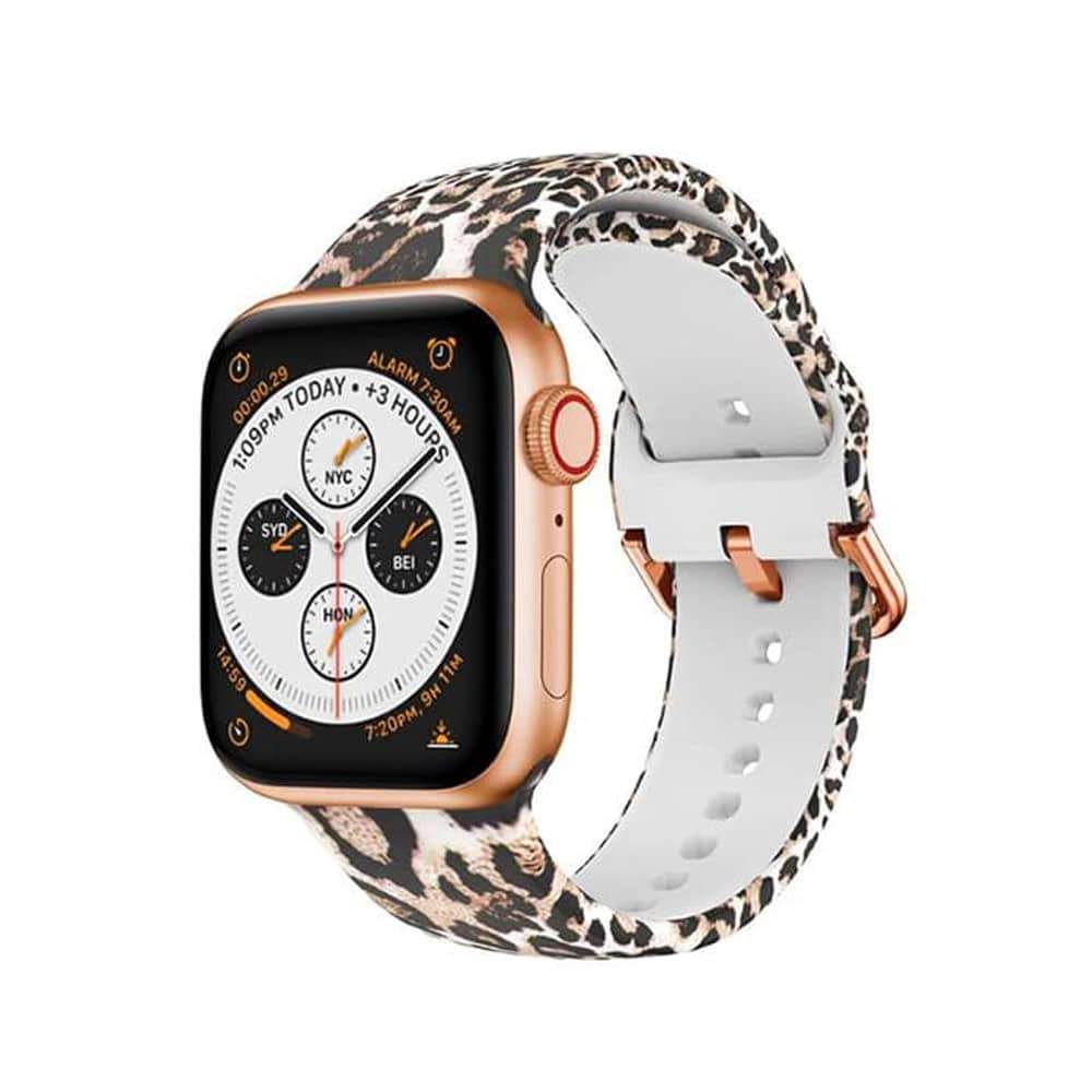 Leopard Animal Print Silicone Strap for 42/44/45/49mm Apple Watch