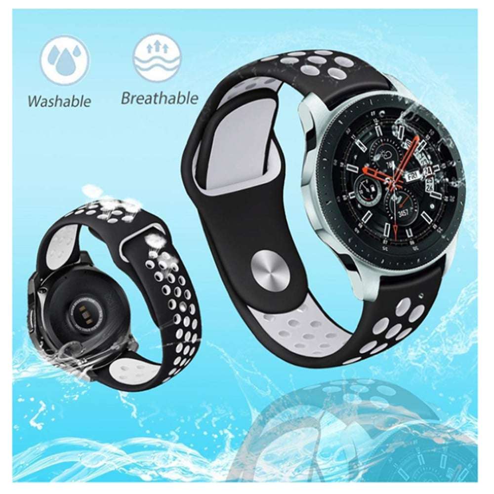 20mm Samsung Gear Sport silicone strap - Navy & white