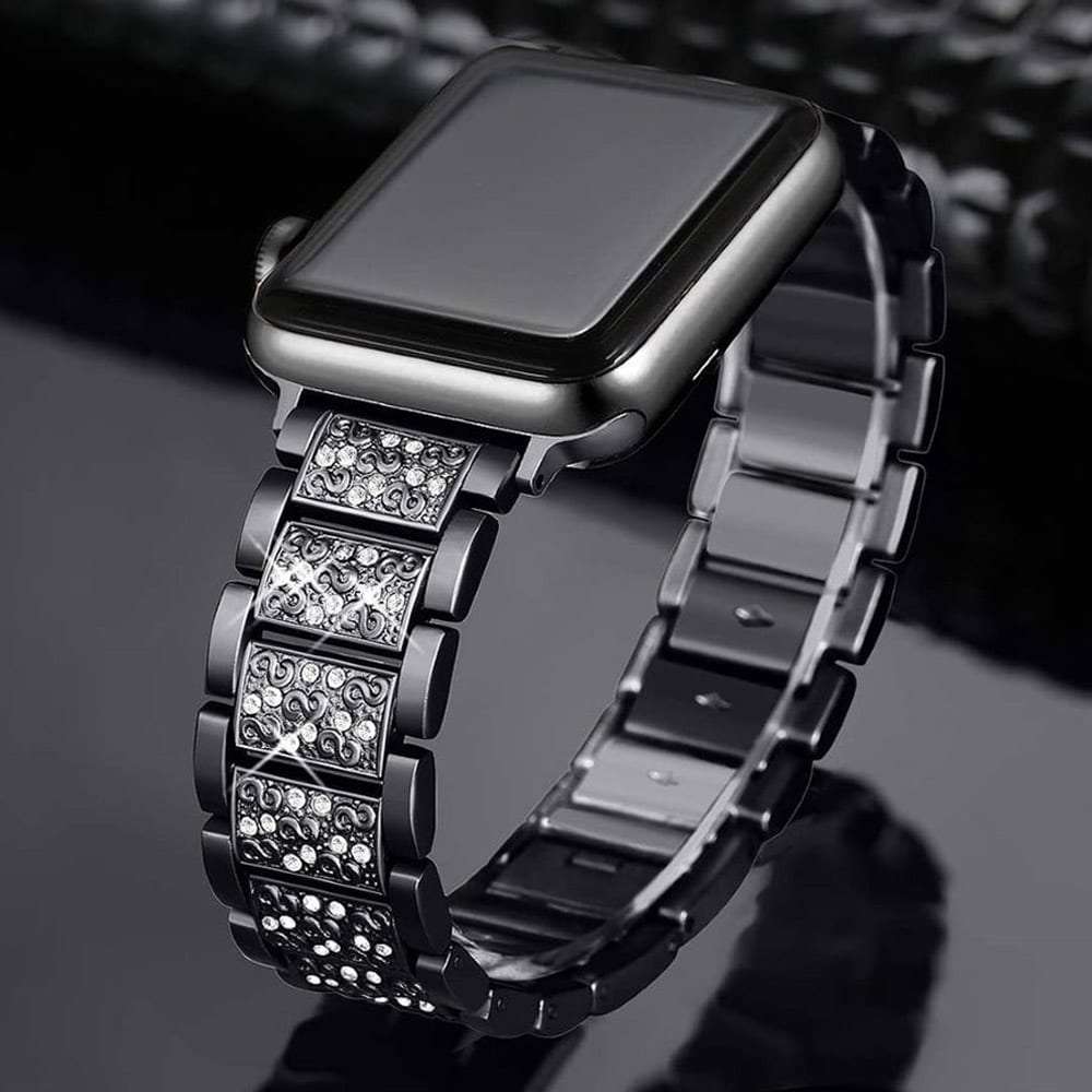Killer Deals 38/40/41mm Apple Watch diamond rhinestone strap + tool - Black