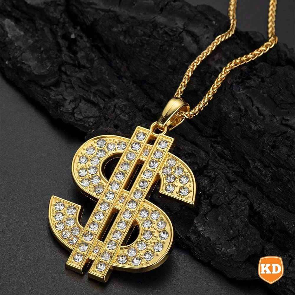 Killer Deals 18K Gold Plated Retro Hip-Hop Dollar Chain Necklace Pendant