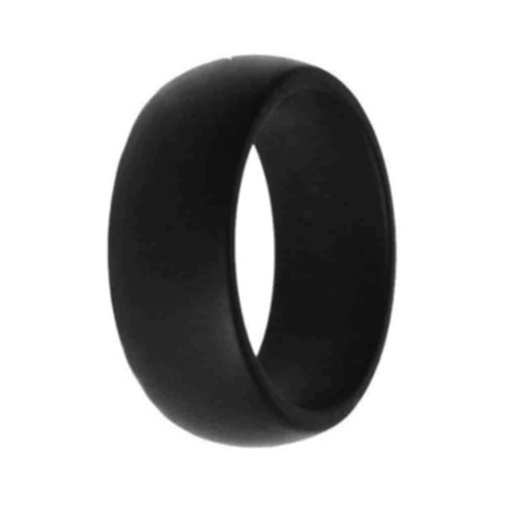 Killer Deals Men's Wedding Exercise Silicone Ring- 8mm- Black- V-1/2
