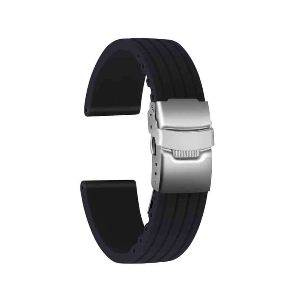 20MM Waterproof Silicone Rubber Watch Strap - Black