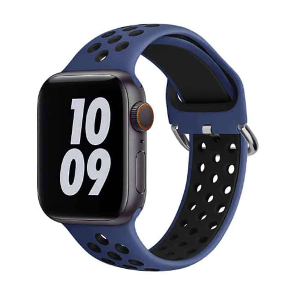 Silicone Strap for 38/40/41mm Apple Watch-Navy Blue & Black