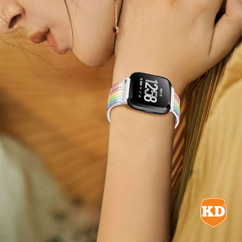 Replacement Woven Nylon Strap for Fitbit Versa 2- Rainbow