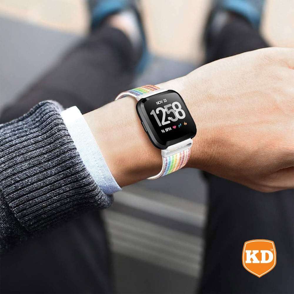 Replacement Woven Nylon Strap for Fitbit Versa 2- Rainbow