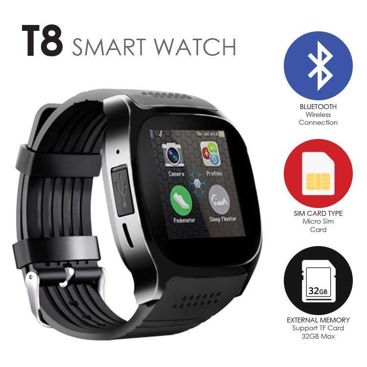 T8 Bluetooth Smart Watch Smart Watch With Camera SIM TF Card
