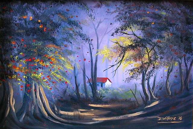 DANE WILLERS:  (1949 - ) Stunning Original Oil on Canvas: Amongst the Trees.  Gallery Price:R5500.00