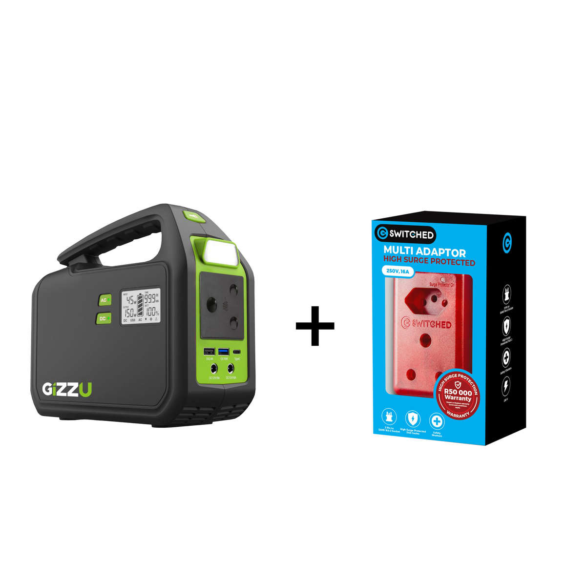 Gizzu Portable Power Station + Switched High Surge Adaptor