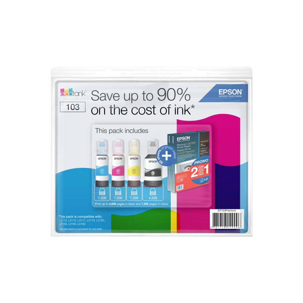 Epson 103 Ink Bundle - 4 Ink And Paper