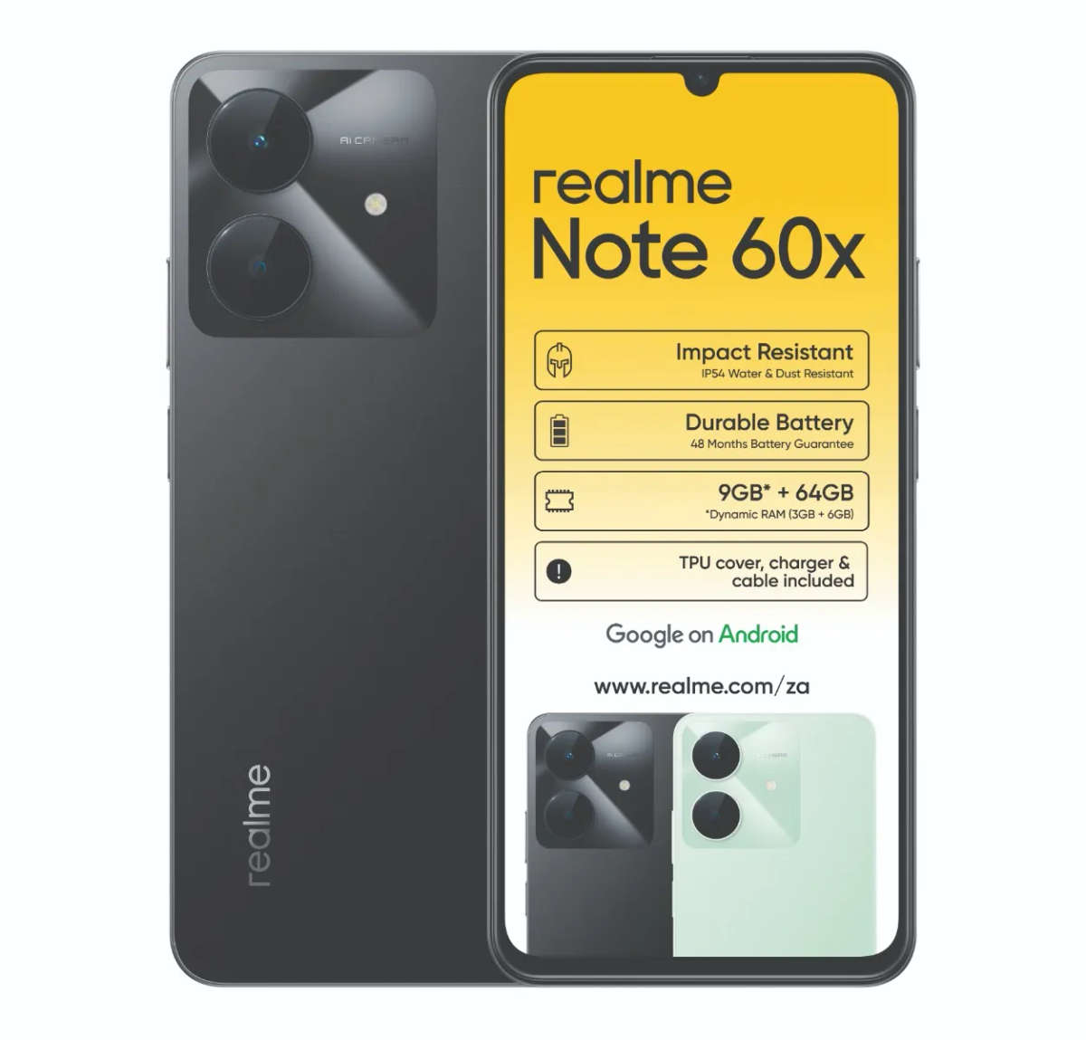 Realme Note 60x 64GB Dual Sim - Marble Black