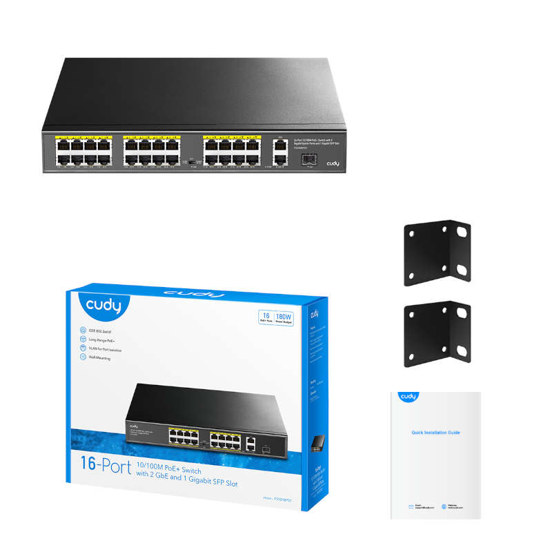 Cudy 16-Port Unmanaged PoE+ Switch - Rack Mount