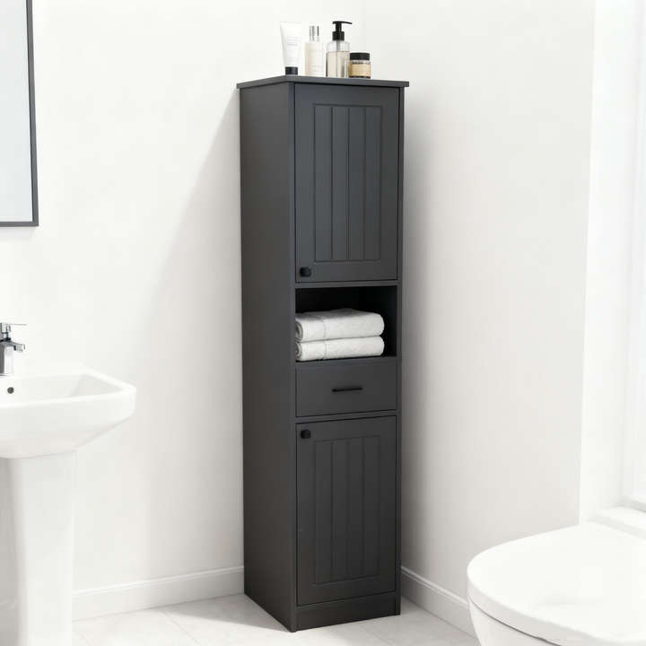 Novara Slim Storage Cabinet - Grey - Finery
