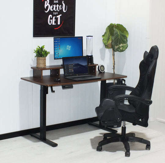 WorkNest Height Adjustable Desk - Dark Wood - Fine Living