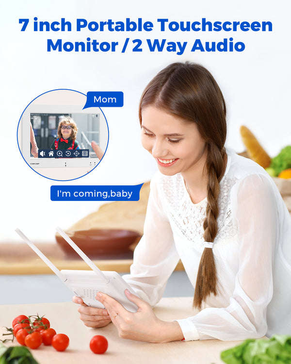 Camcamp SC44 2.5K Solar Wireless Home Security Camera System with 7 inch Touchscreen NVR Monitor