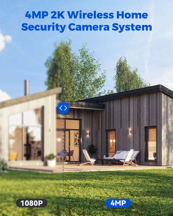Camcamp SC44 2.5K Solar Wireless Home Security Camera System with 7 inch Touchscreen NVR Monitor