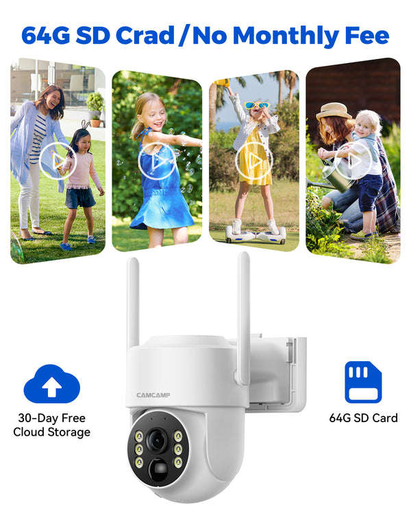 Camcamp SC44 2.5K Solar Wireless Home Security Camera System with 7 inch Touchscreen NVR Monitor