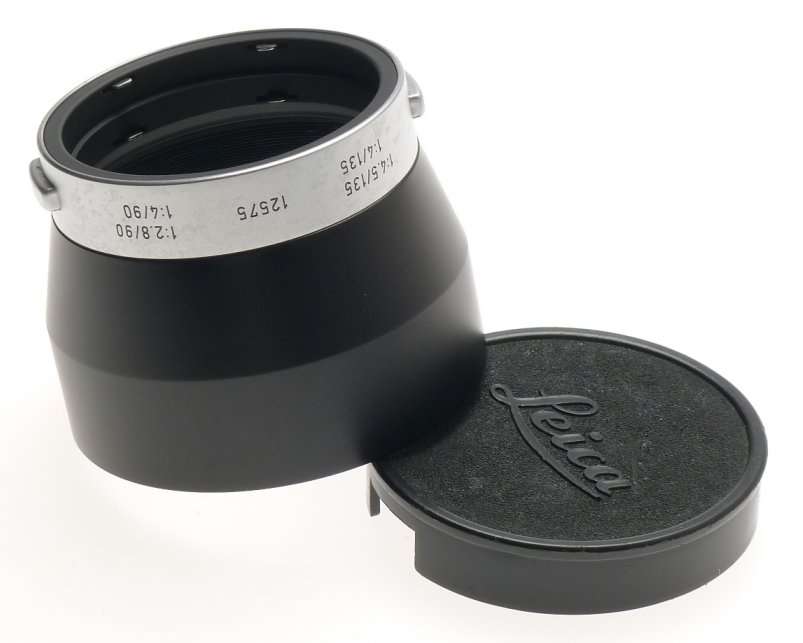 LEICA CHROME 4.5/135 LENS HOOD 4/90 SHADE 12575 MINT 2.8/90mm WITH REVERSE CAP