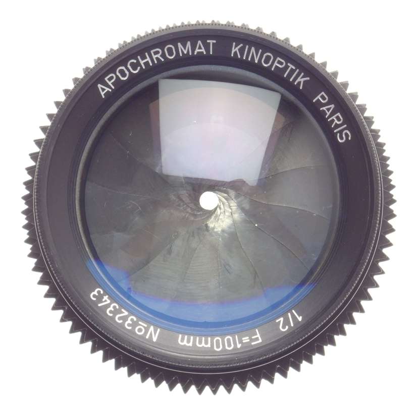 Kinoptik 1:2 f=100mm Apochromat tele camera lens 2/100mm Cameflex hood cap CLA'd