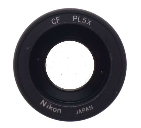 NIKON MICROSCOPE EYEPIECE CF PL5x BLACK LENS USED BARGAIN CLEAN COATINGS